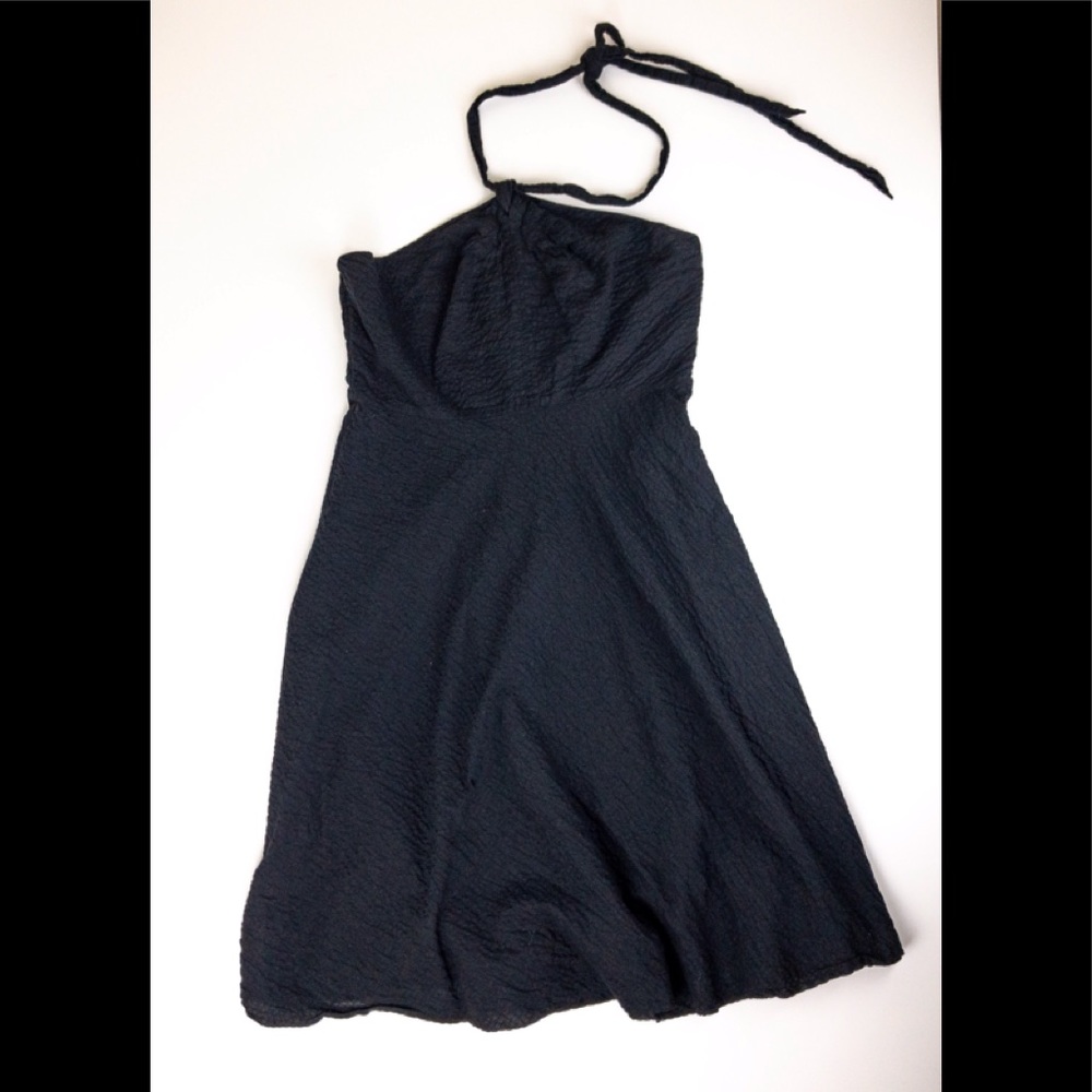 J. Crew Dress Halter Cotton Black Size 10 - Picture 2 of 7